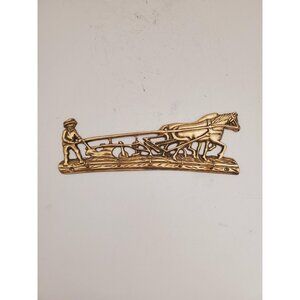 Vintage Brass Wall Key Holder Rack with five (5) Hooks | Mid Century Modern |